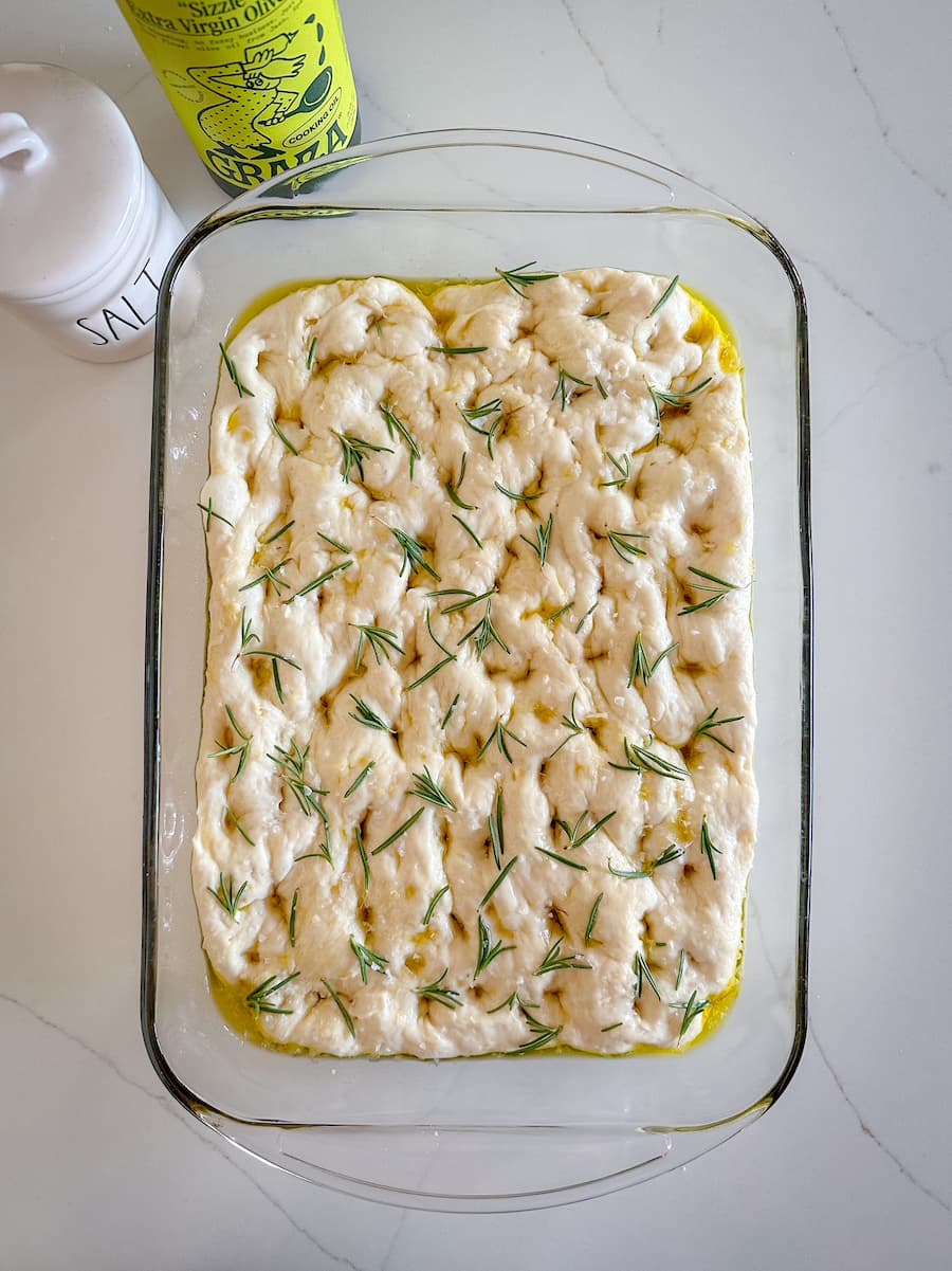 basic focaccia unbaked