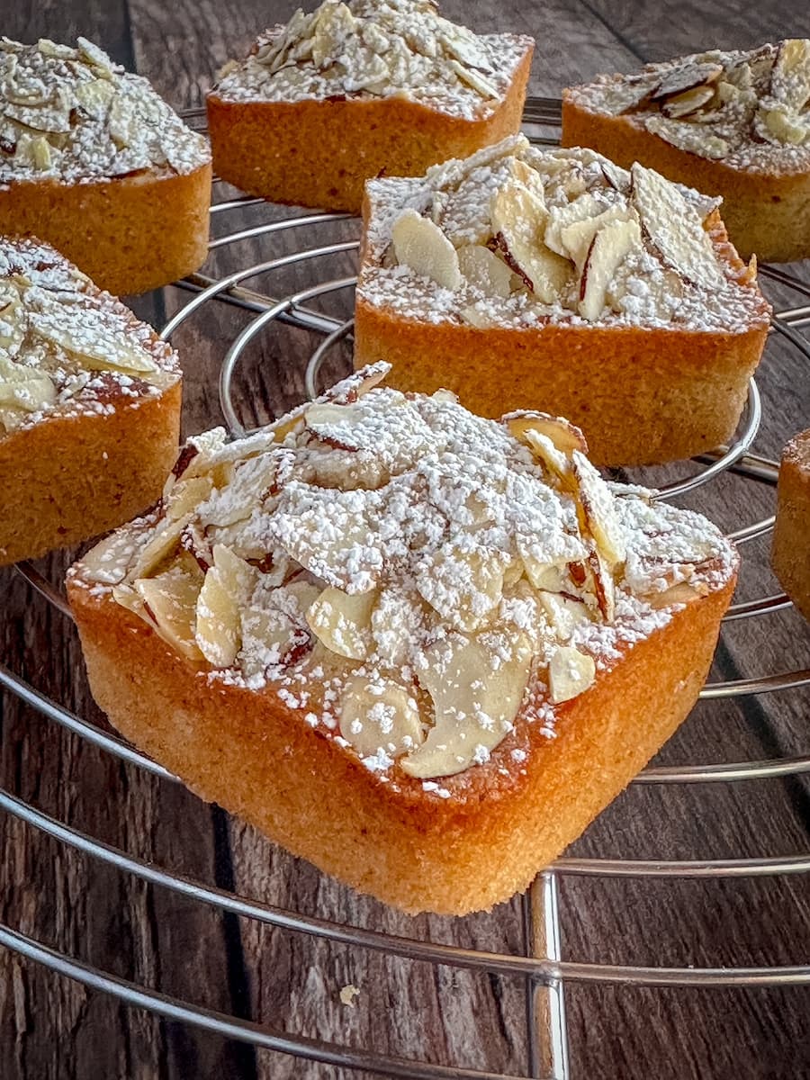 french almond financiers on a cooling rack