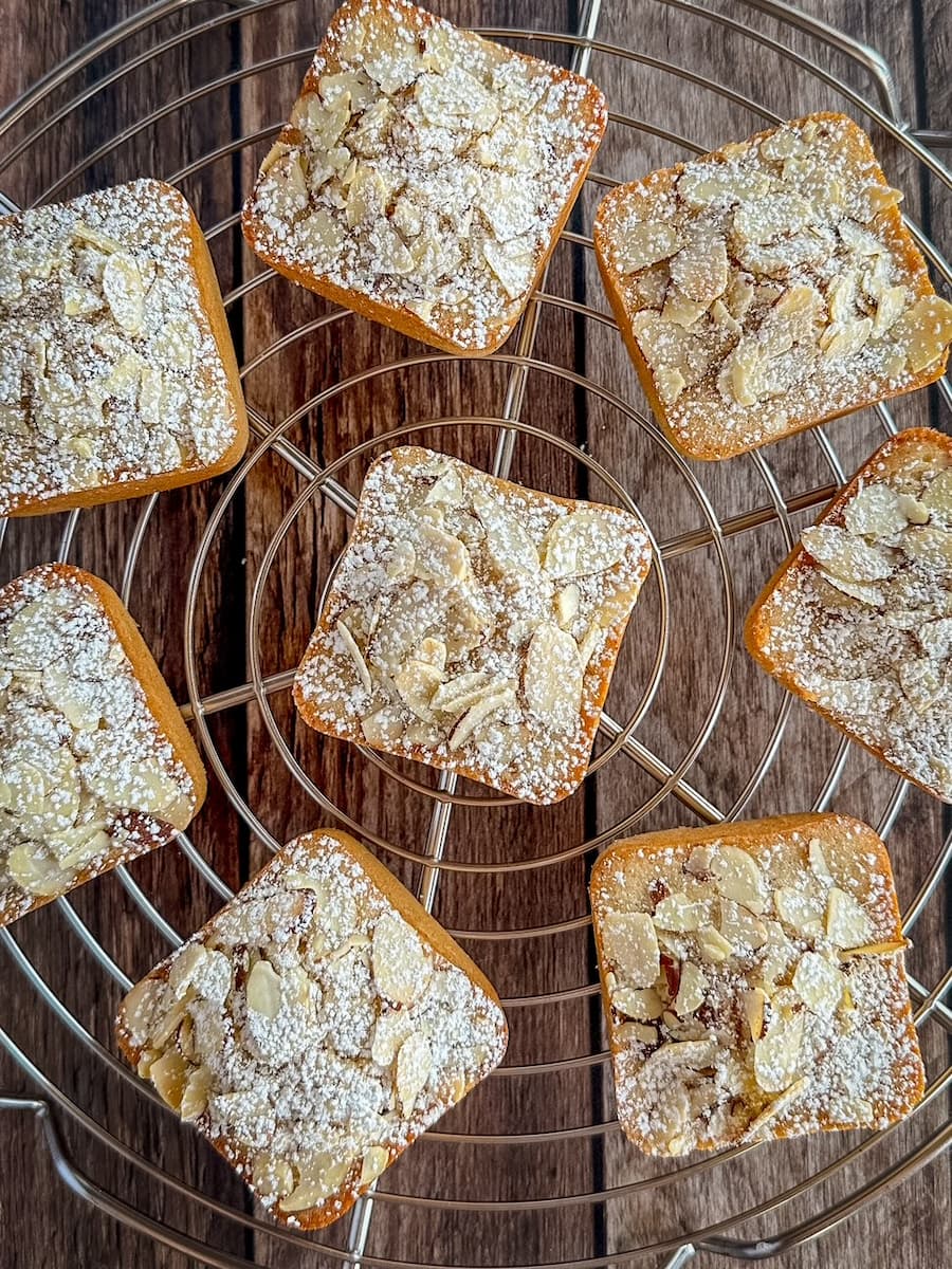 french almond financiers on a cooling rack