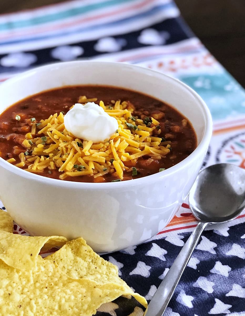 taco soup with cheese and sour cream