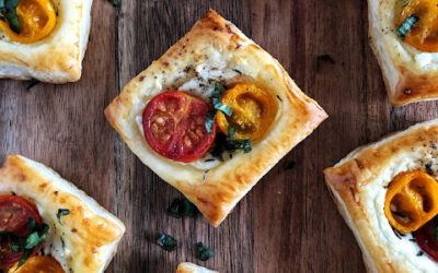 Goat Cheese and Roasted Tomato Puff Pastry Tartlets