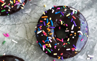 Ganache Dipped Baked Chocolate Donuts