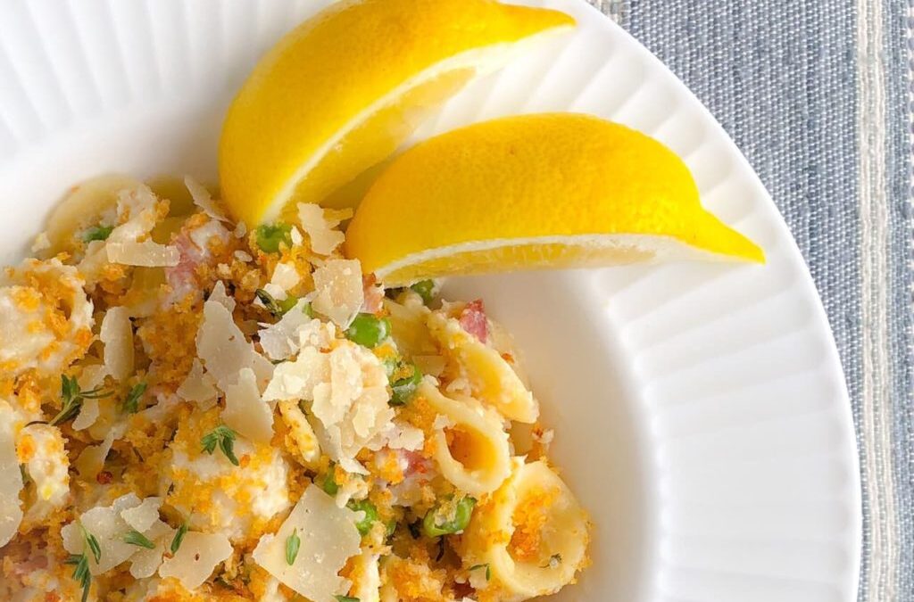 Creamy Lemon Bacon Orecchiette Pasta