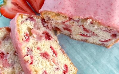 Fresh Strawberry Bread with Pink Glaze